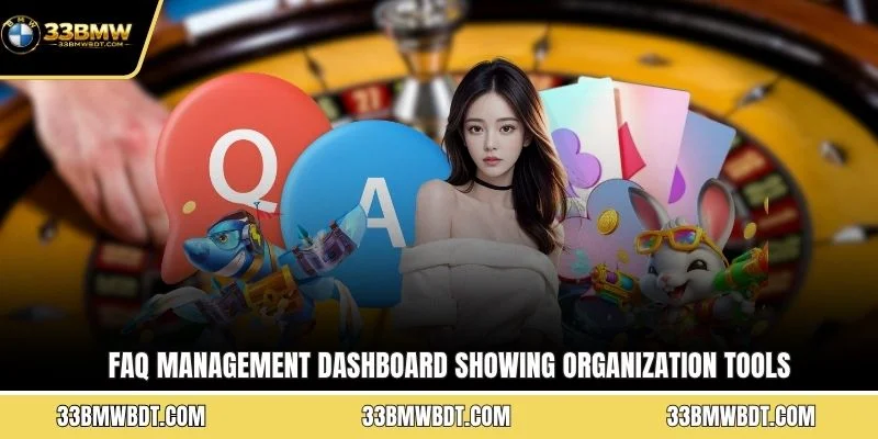 FAQ management dashboard showing organization tools